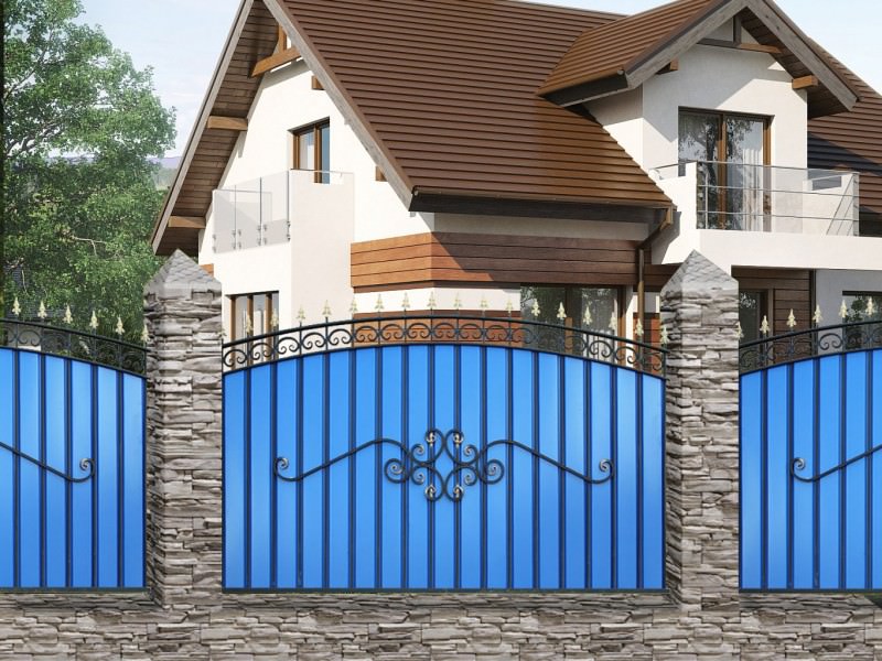 Кованый забор с металлопрофилем МПА Кованый забор с металлопрофилем МПА